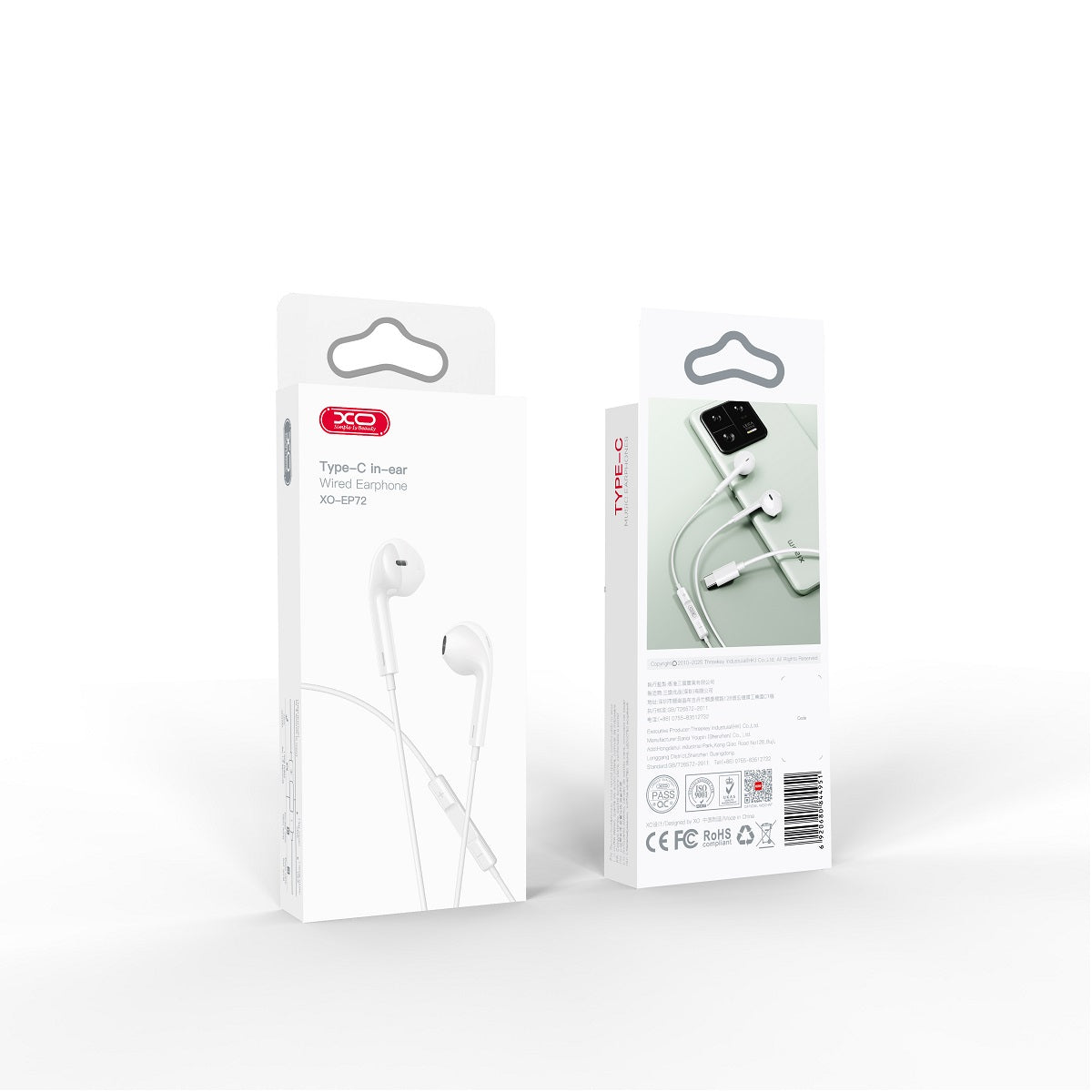 XO EP72 Wired Earphones USB-C White